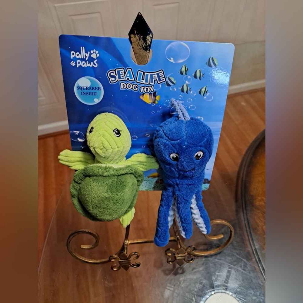 - - Brand New Turtle 6.5” and octopus 8”Dog Toy Set With Clinker And Squeaker - Picture 2 of 5